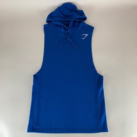 Gymshark Blue Sleeveless Workout Pullover Hoodie Mens Large - Picture 1 of 5